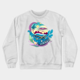 funny car watercolor painting style illustration Crewneck Sweatshirt